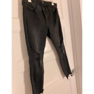 Just black distressed mid rise black ripped denim